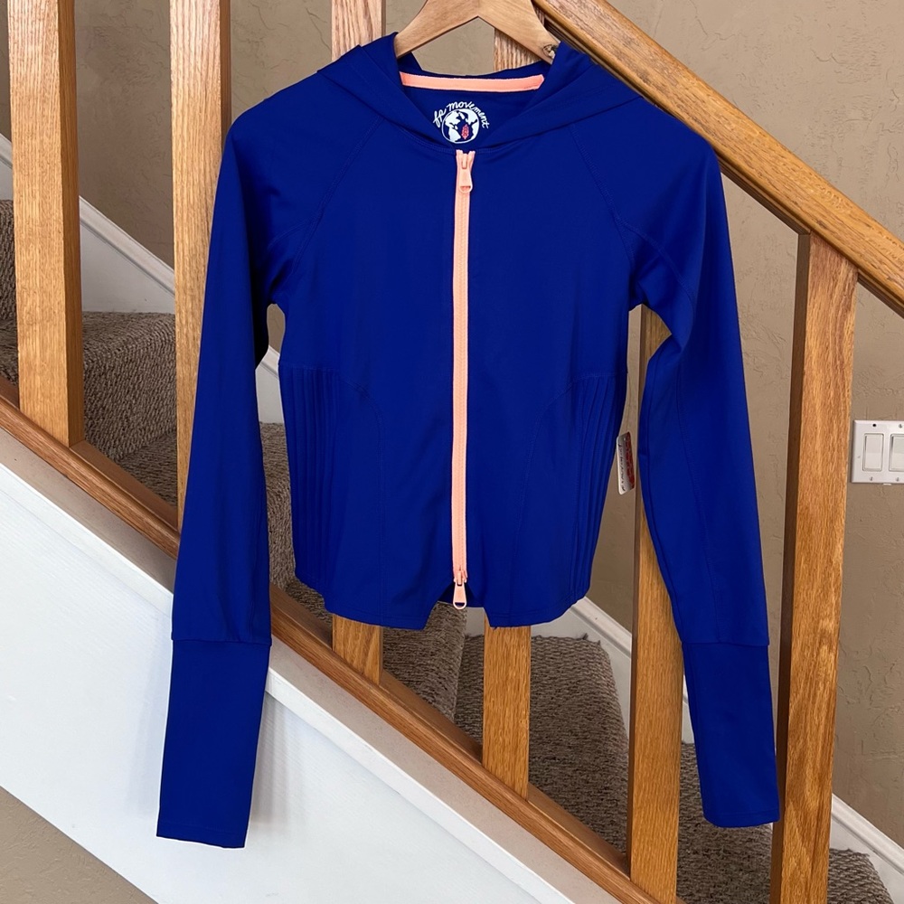 NEW Free People Movement Playin For Keeps Zip Hoodie Layer Sapphire Skies Combo - Picture 4 of 13